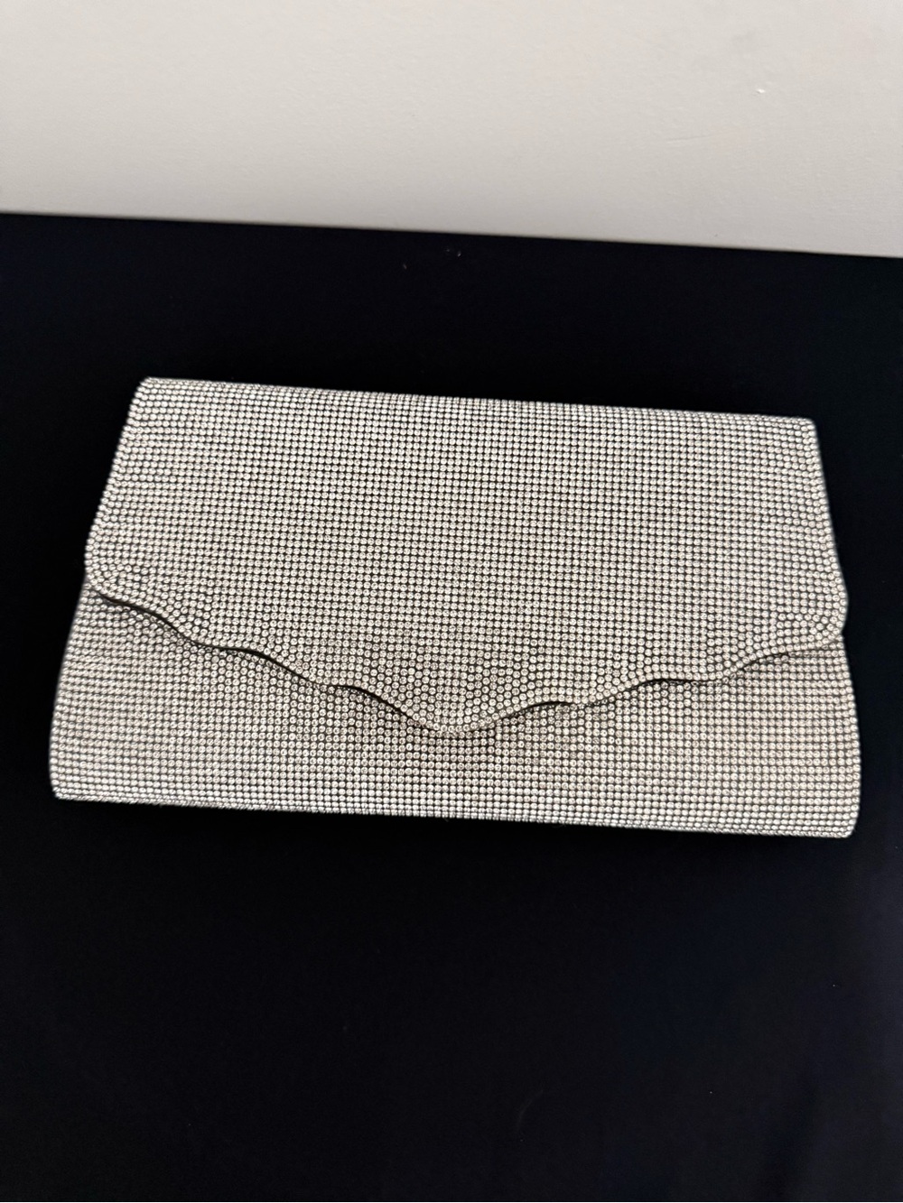 Evening Rhinestone Envelope Clutch Bag - Silver - Picture 5 of 5